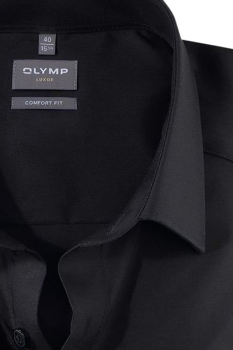 Olymp business overhemd zwart effen normale fit - Image 3