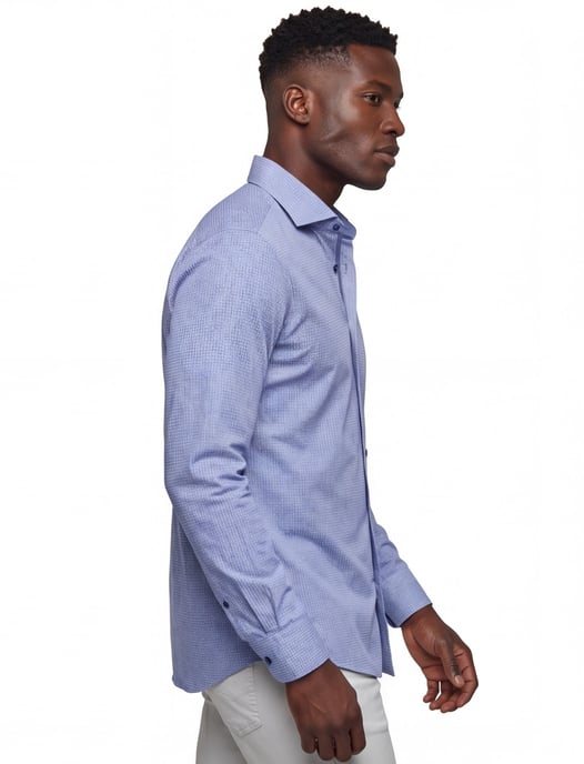 Ledub zakelijk overhemd Modern Fit blauw geprint katoen - Image 2