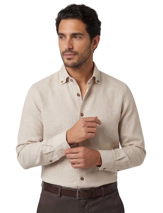 Beige linnen John Miller overhemd - Image 1