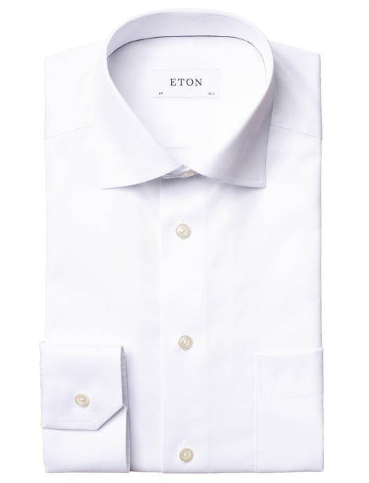 Eton business overhemd Signature Twill Classic Fit wit effen - Image 1
