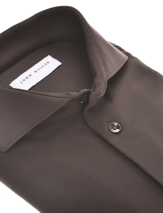 Overhemd John Miller Slim Fit bruin stretch - Image 2