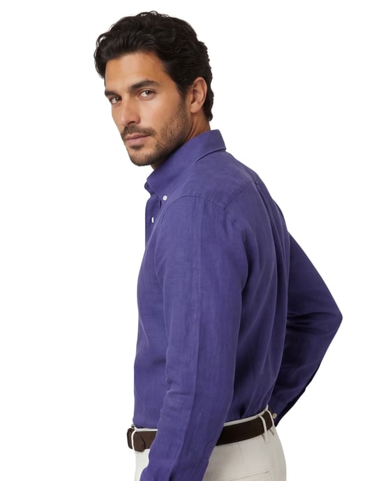 Slim Fit John Miller overhemd blauw linnen - Image 2