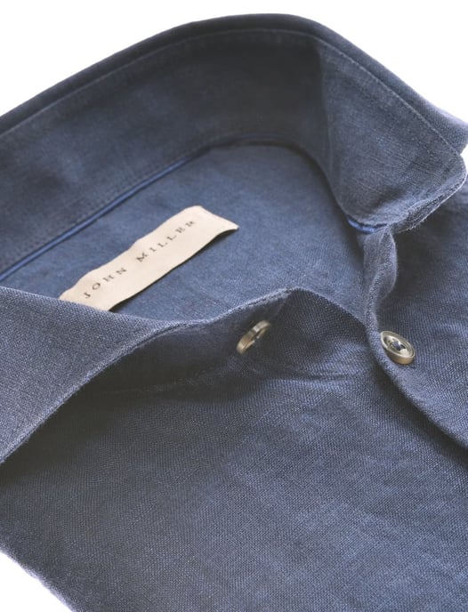Linnen overhemd John Miller Tailored Fit donkerblauw - Image 2