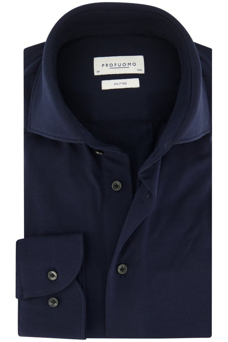 Profuomo overhemd donkerblauw effen knitted slim fit - Image 1