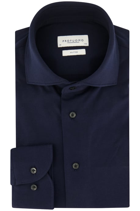 Profuomo overhemd donkerblauw effen knitted slim fit - Image 2