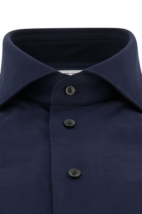Profuomo overhemd donkerblauw effen knitted slim fit - Image 4