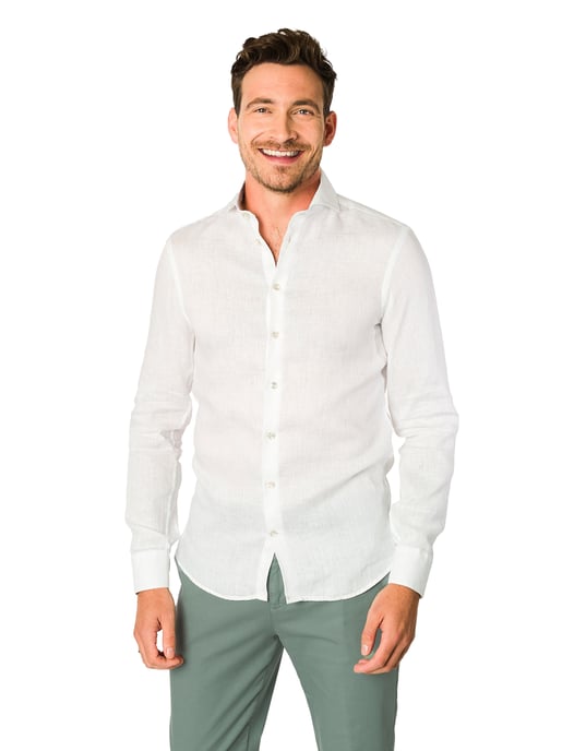 John Miller overhemd wit effen Tailored Fit 100% linnen - Image 1
