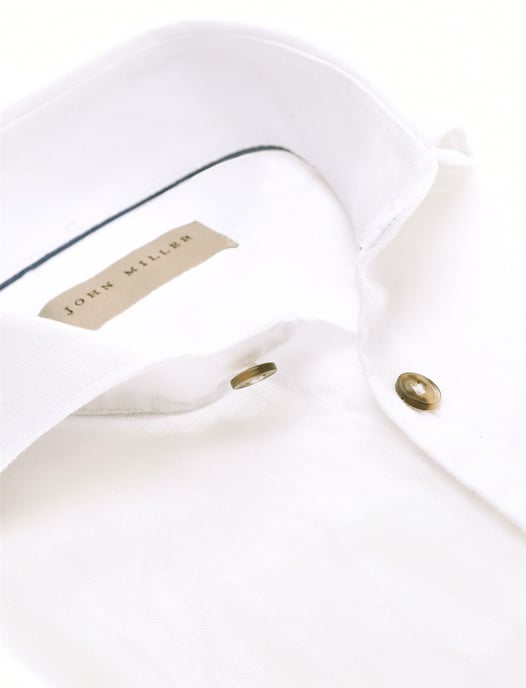 John Miller overhemd wit effen Tailored Fit 100% linnen - Image 2