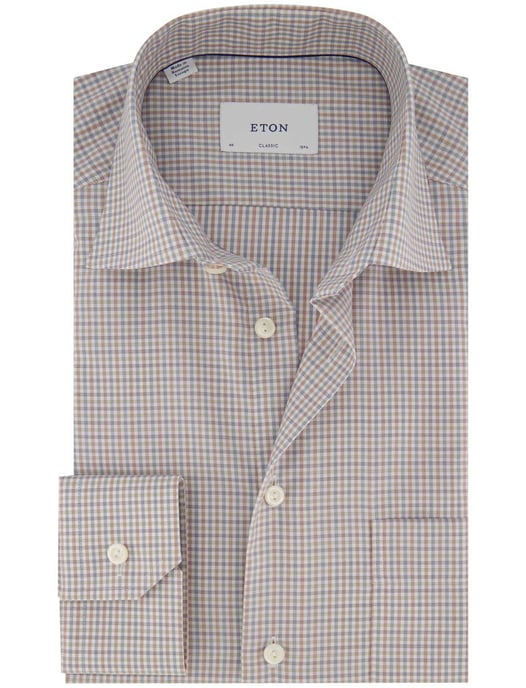 Eton classic fit overhemd beige patroon - Image 1