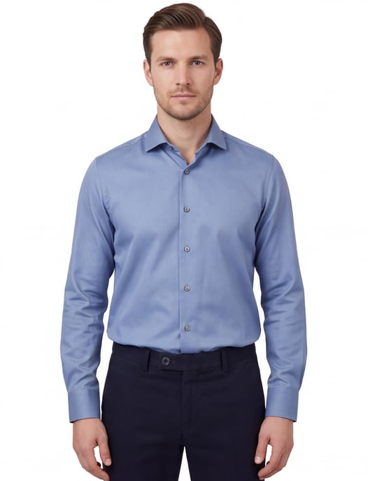 John Miller overhemd blauw effen katoen - Image 1