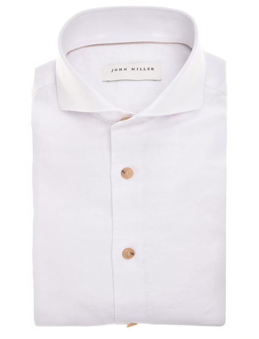 Overhemd wit John Miller Tailored fit linnen gemeleerd - Image 1