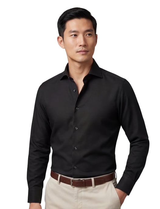 Contemporary fit Eton overhemd zwart Textured Twill katoen - Image 1
