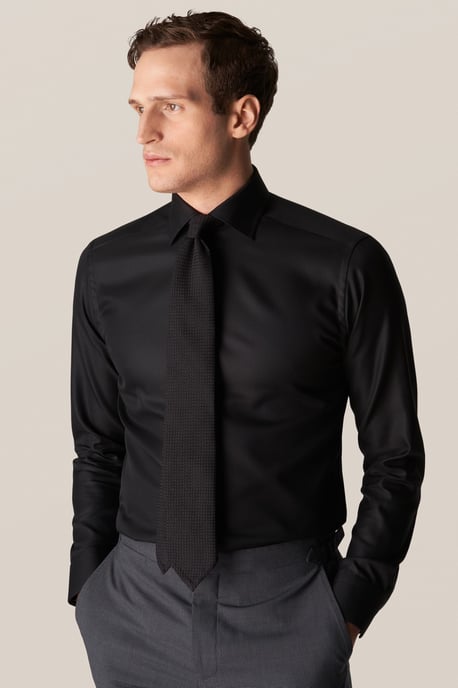 Contemporary fit Eton overhemd zwart Textured Twill katoen - Image 3