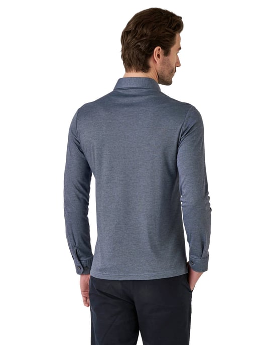 Poloshirt Desoto blauw gemêleerd piqué slim fit - Image 2