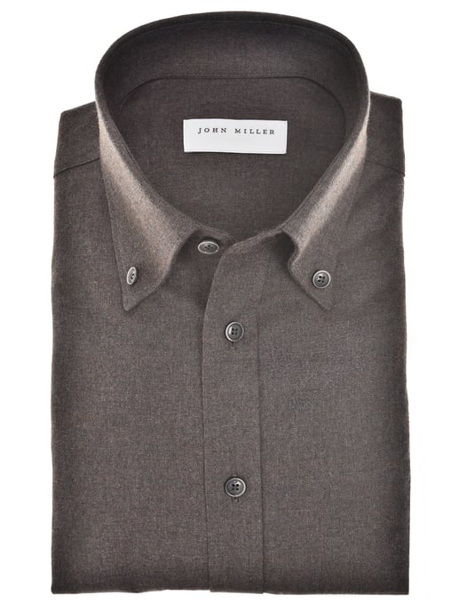 Overhemden John Miller Tailored Fit New bruin katoen - Image 1