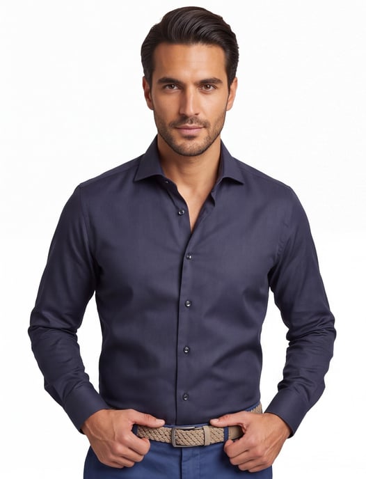 John Miller overhemd donkerblauw effen - Image 1