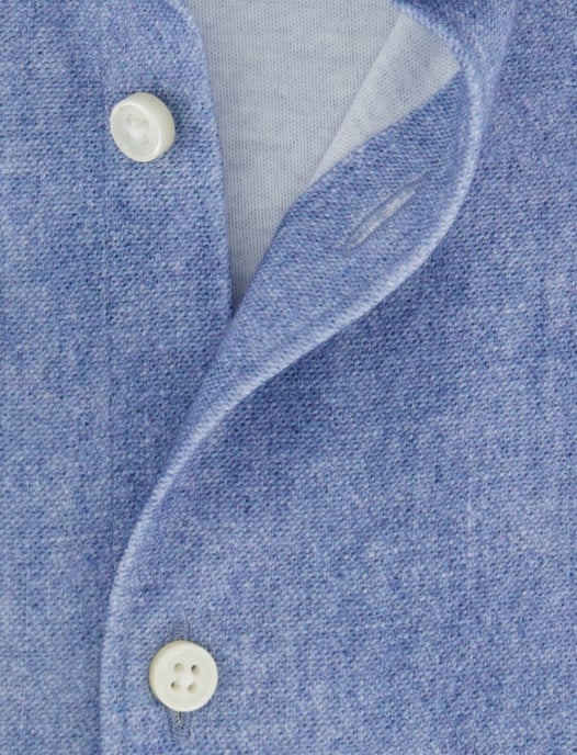 Blauwe casual jersey gemeleerd Desoto Kent overhemd - Image 4