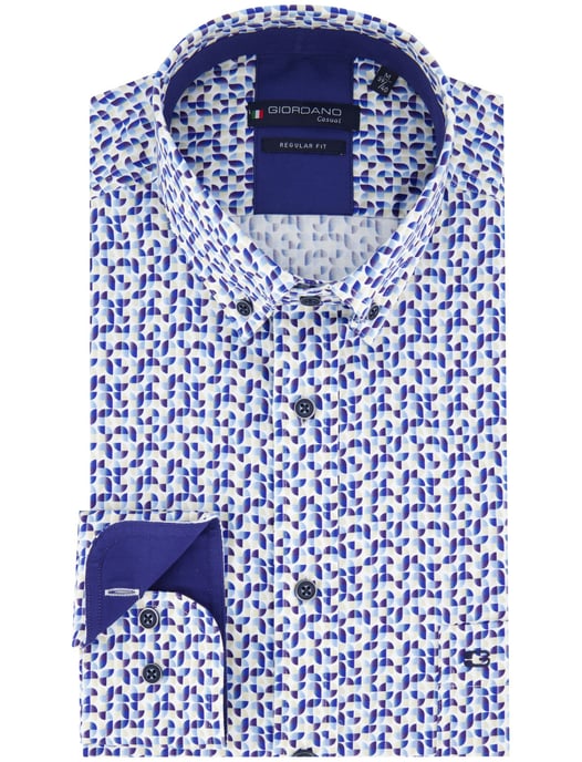 casual overhemd Giordano Regular Fit donkerblauw geprint - Image 2