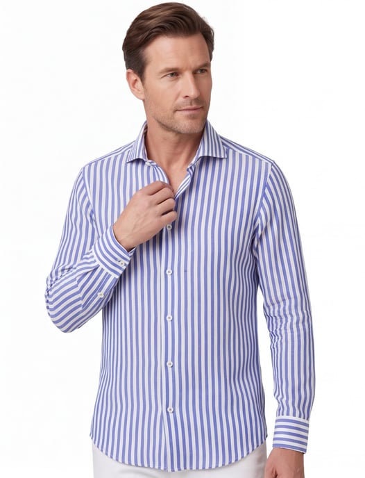 Eterna overhemd blauw gestreept modern fit katoen - Image 1