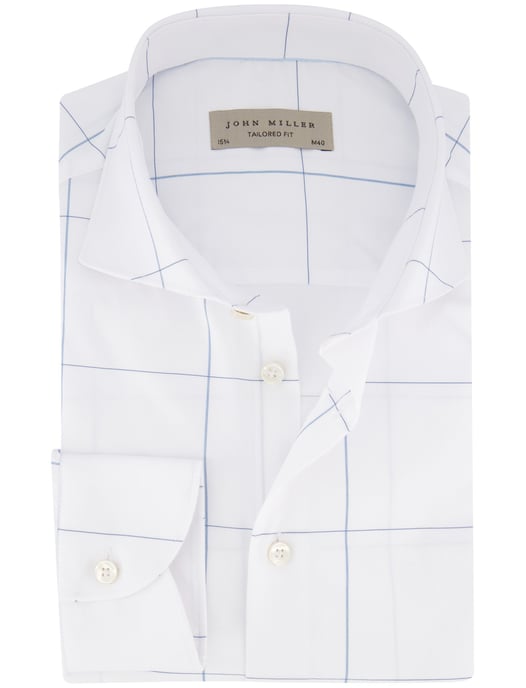 John Miller overhemd wit geruit wide collar - Image 1