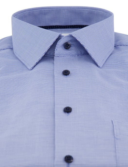 Eterna overhemd blauw geprint borstzak katoen strijkvrij - Image 3