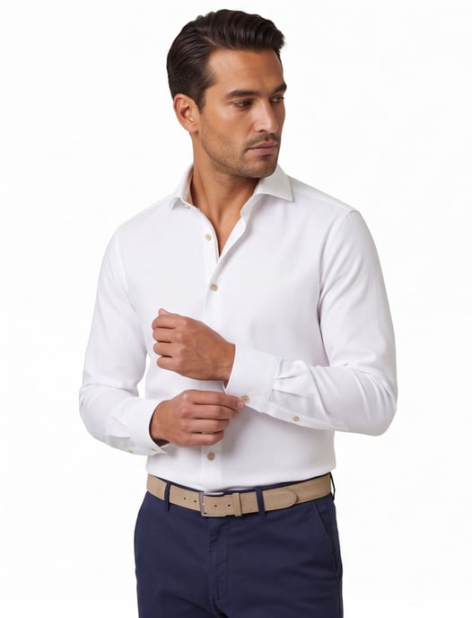 John Miller tailored fit overhemd wit effen - Image 1