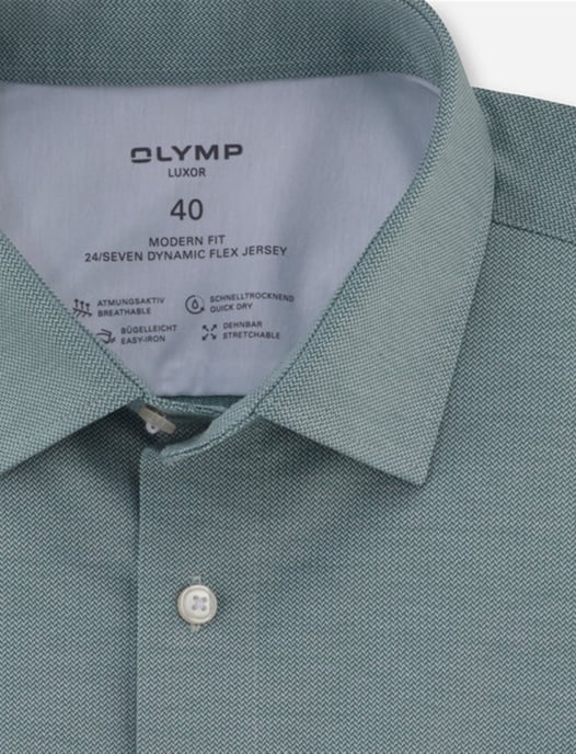 business overhemd Olymp Luxor 24/7 modern fit groen jersey - Image 2