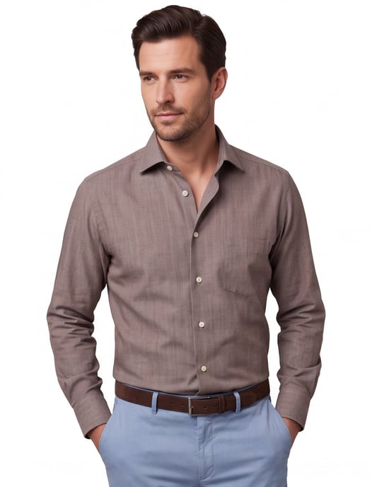 Eton classic fit overhemd katoen taupe - Image 1