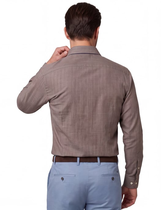 Eton classic fit overhemd katoen taupe - Image 2