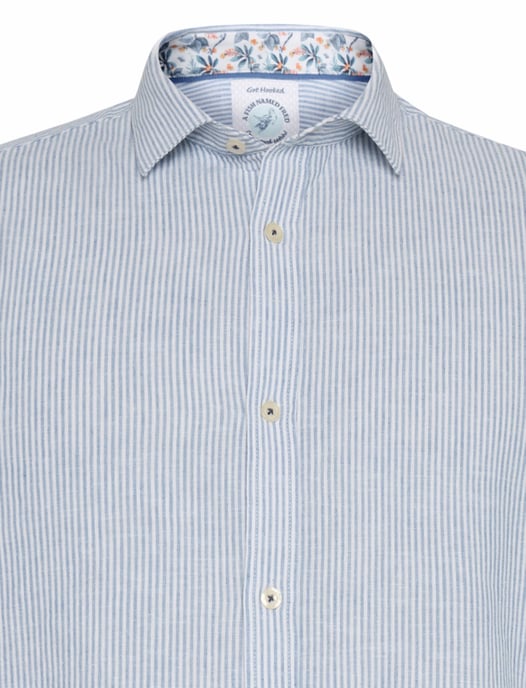 blauw streep A Fish Named Fred 'stripe linen' overhemd - Image 3