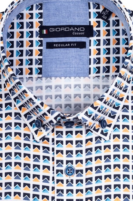 Giordano casual overhemd wijde fit blauw geel geprint katoen - Image 2