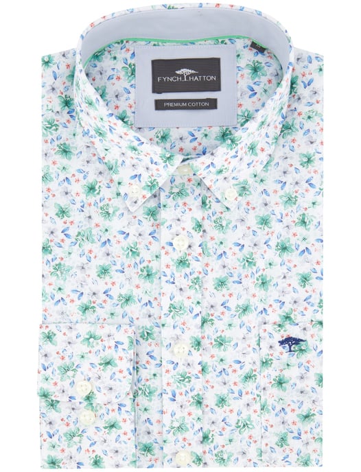 Fynch Hatton overhemd groen blauw bloemenprint - Image 2