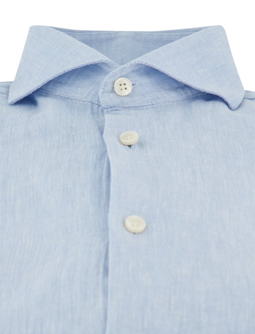 Overhemd John Miller Slim Fit lichtblauw gemêleerd linnen - Image 3