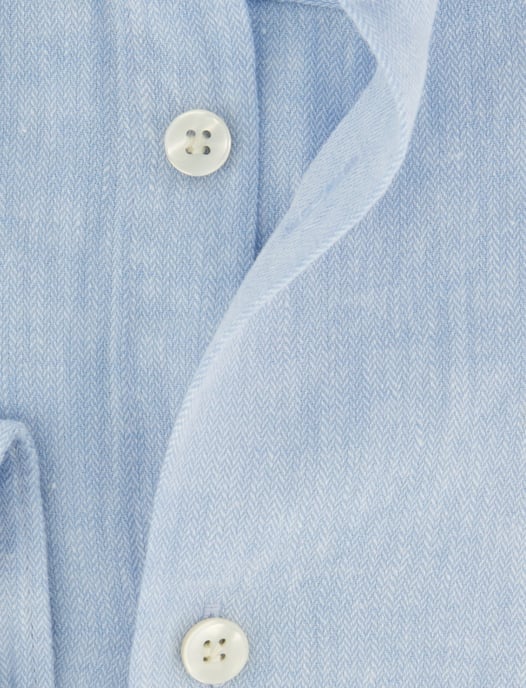 Overhemd John Miller Slim Fit lichtblauw gemêleerd linnen - Image 4
