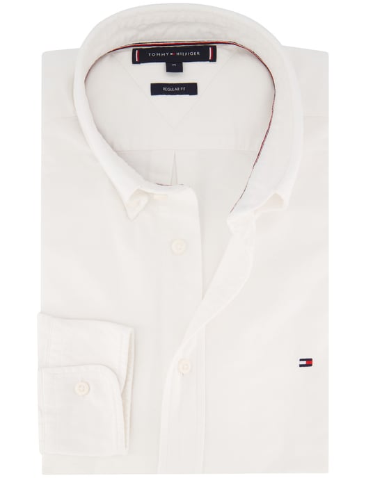 katoenen overhemd Tommy Hilfiger effen wit button-down - Image 1