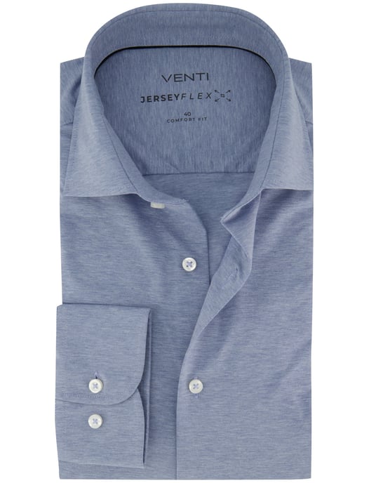lichtblauw comfort fit overhemd Venti witte knoop jersey gemêleerd - Image 1