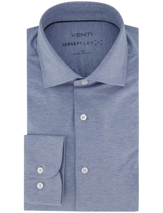 lichtblauw comfort fit overhemd Venti witte knoop jersey gemêleerd - Image 2