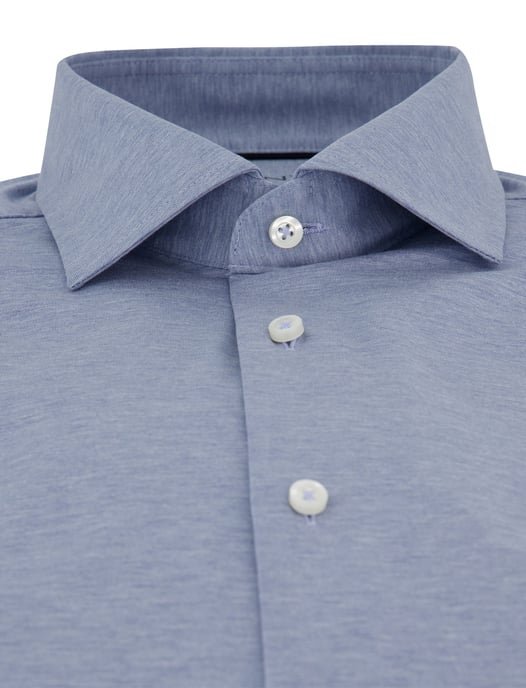 lichtblauw comfort fit overhemd Venti witte knoop jersey gemêleerd - Image 3