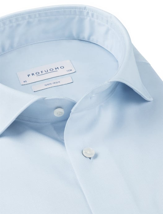 Profuomo blauw two ply twill overhemd effen - Image 2