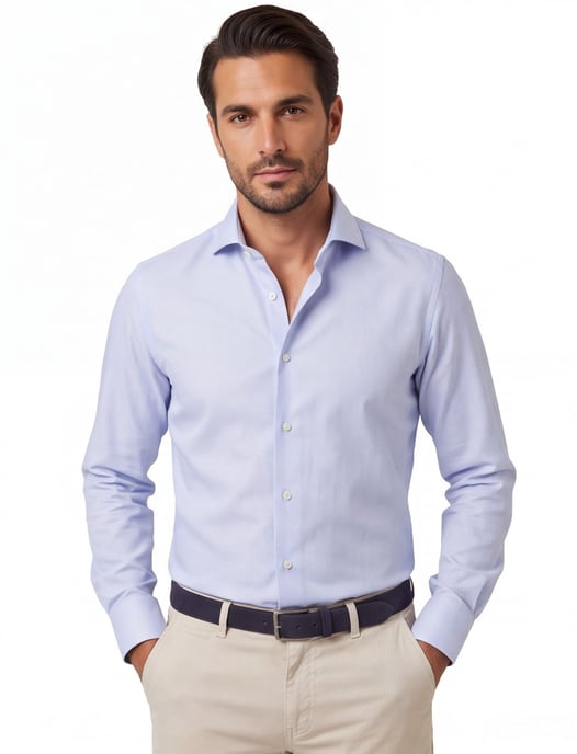 Michaelis business overhemd Slim Fit lichtblauw geprint strijkvrij - Image 1