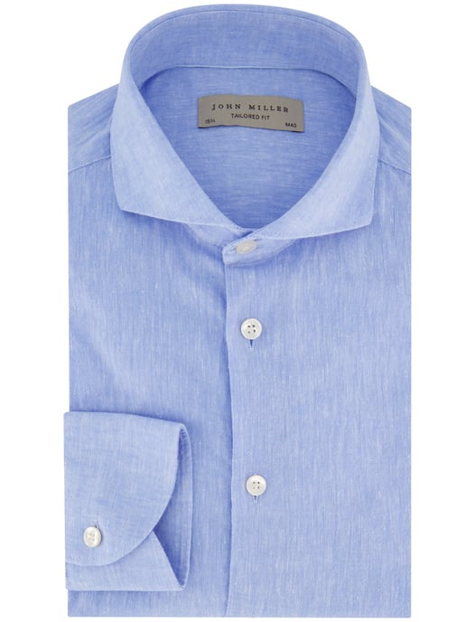 John Miller tailored fit overhemd blauw effen - Image 3