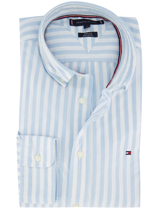 katoenen Tommy Hilfiger overhemd lichtblauw gestreept - Image 1