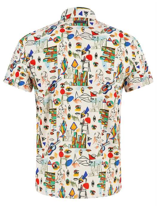 overhemd met print A Fish Named Fred korte mouw multicolor katoen - Image 2