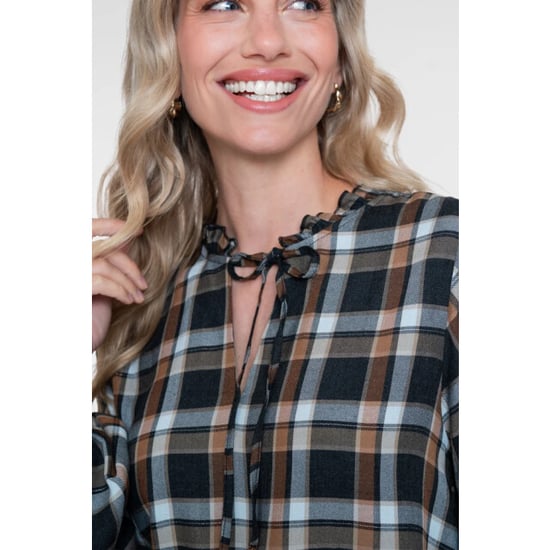 Geisha 63846-32 950 blouse check anthracite/camel - Image 2