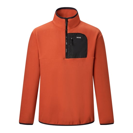 Regatta Mens Frankie Half Zip Fleece Top (Rooibos Tea/Black) - Image 2