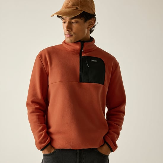 Regatta Mens Frankie Half Zip Fleece Top (Rooibos Tea/Black) - Image 5