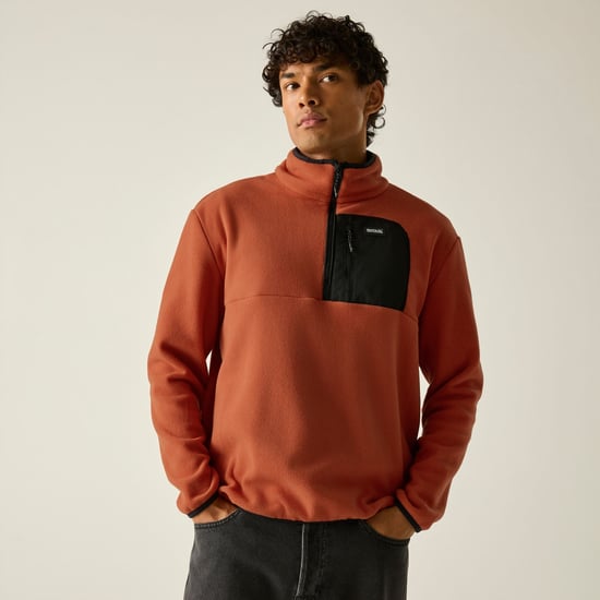 Regatta Mens Frankie Half Zip Fleece Top (Rooibos Tea/Black) - Image 6
