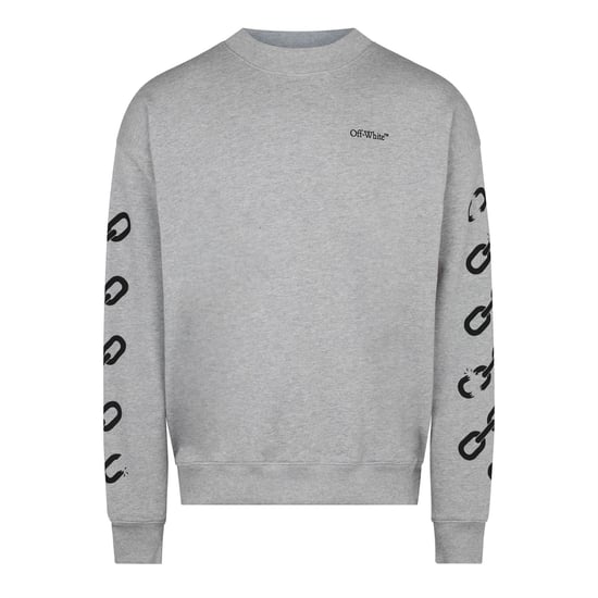 Men's Off White Off Chain Arrow Crew in Heather Grey - Image 1