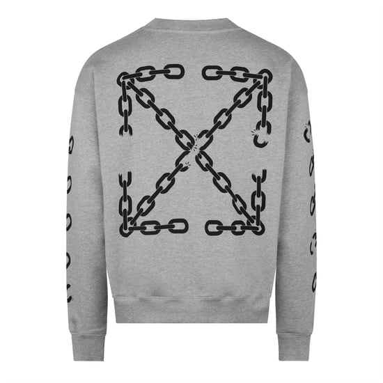 Men's Off White Off Chain Arrow Crew in Heather Grey - Image 2