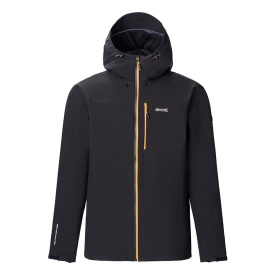 Regatta Mens Birchdale II Waterproof Jacket (Black/Wood Brown) - Image 2